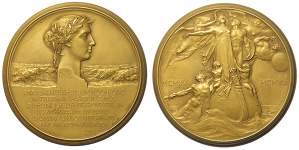 REGNO D’ITALIA. EPOCA DI VITTORIO EMANUELE III DI SAVOIA, 1900-1946. Medaglia in bronzo dorato 1920.