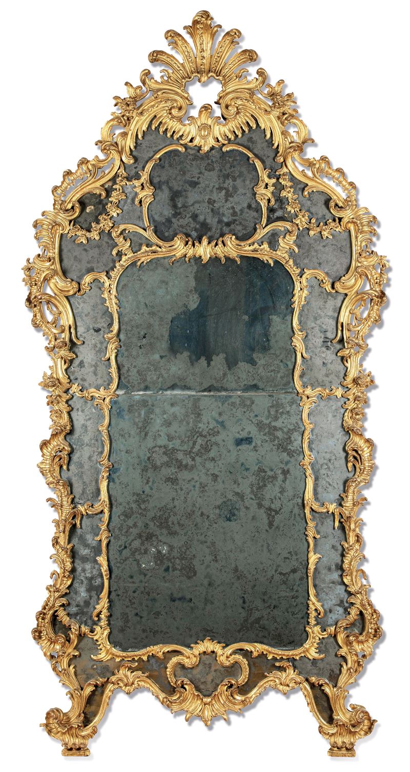 Grande specchiera a doppio ordine di intaglio. Piemonte, metà XVIII secolo  - Auction Six Centuries of Arts and Furnitures - III - Cambi Casa d'Aste
