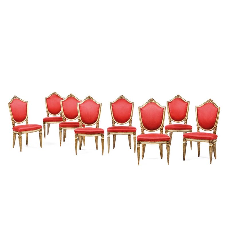 Otto sedie Luigi XVI, XVIII secolo  - Auction Six Centuries of Arts and Furnitures - III - Cambi Casa d'Aste