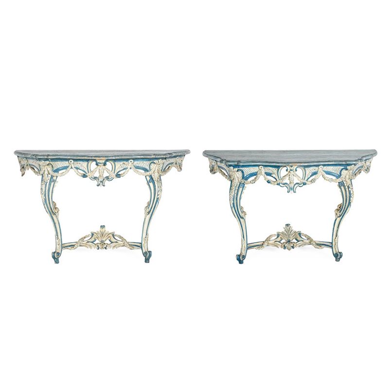 Coppia di consolles a goccia. Piemonte, XVIII secolo  - Auction Six Centuries of Arts and Furnitures - III - Cambi Casa d'Aste