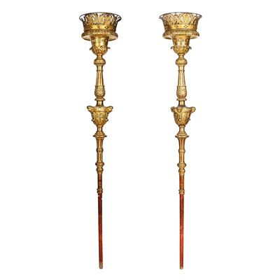 Coppia di Grandi Torciere da Processione. XVIII-XIX Secolo