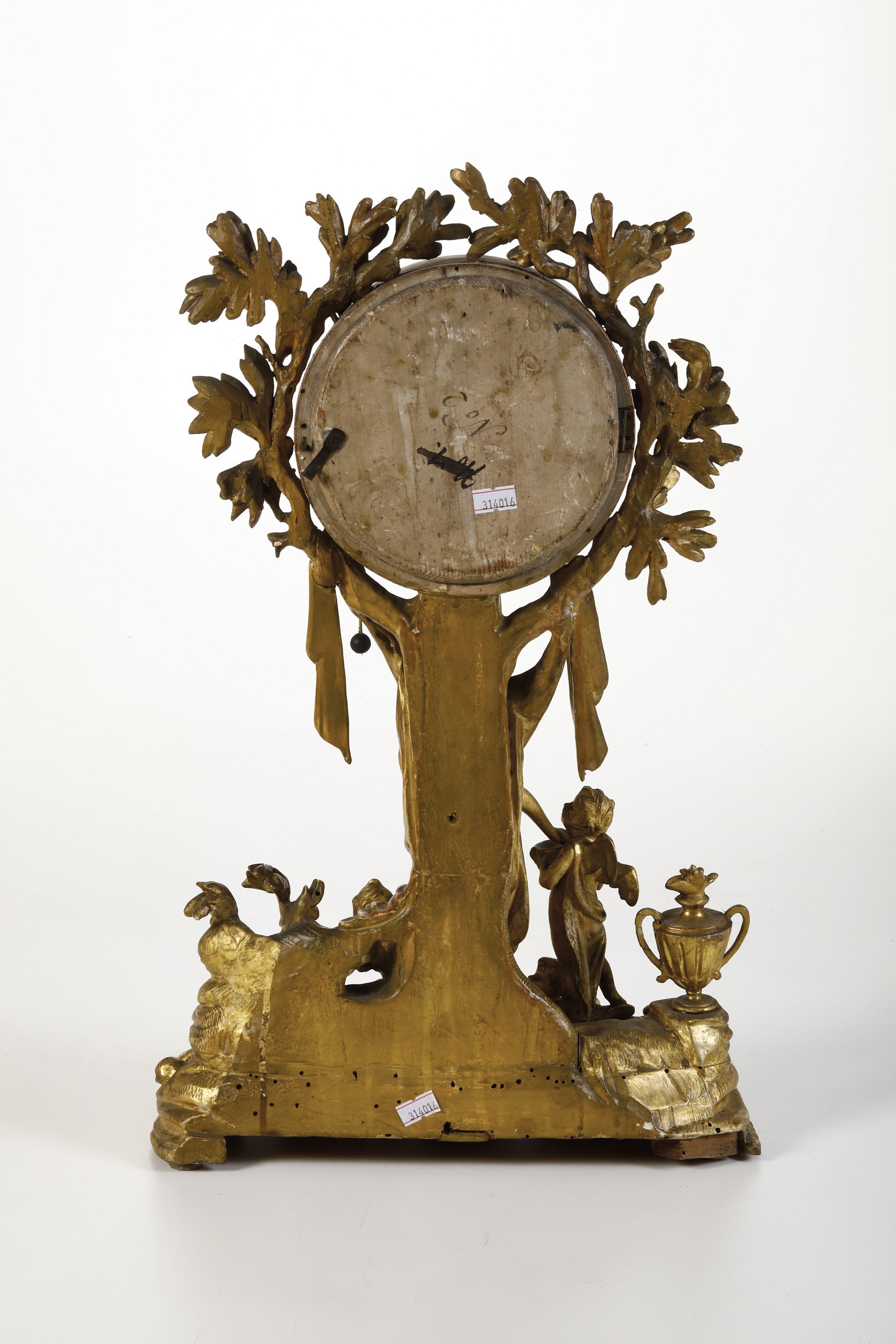 Orologio da Tavolo in Legno Dorato. Probabilmente Austria, XVIII-XIX Secolo