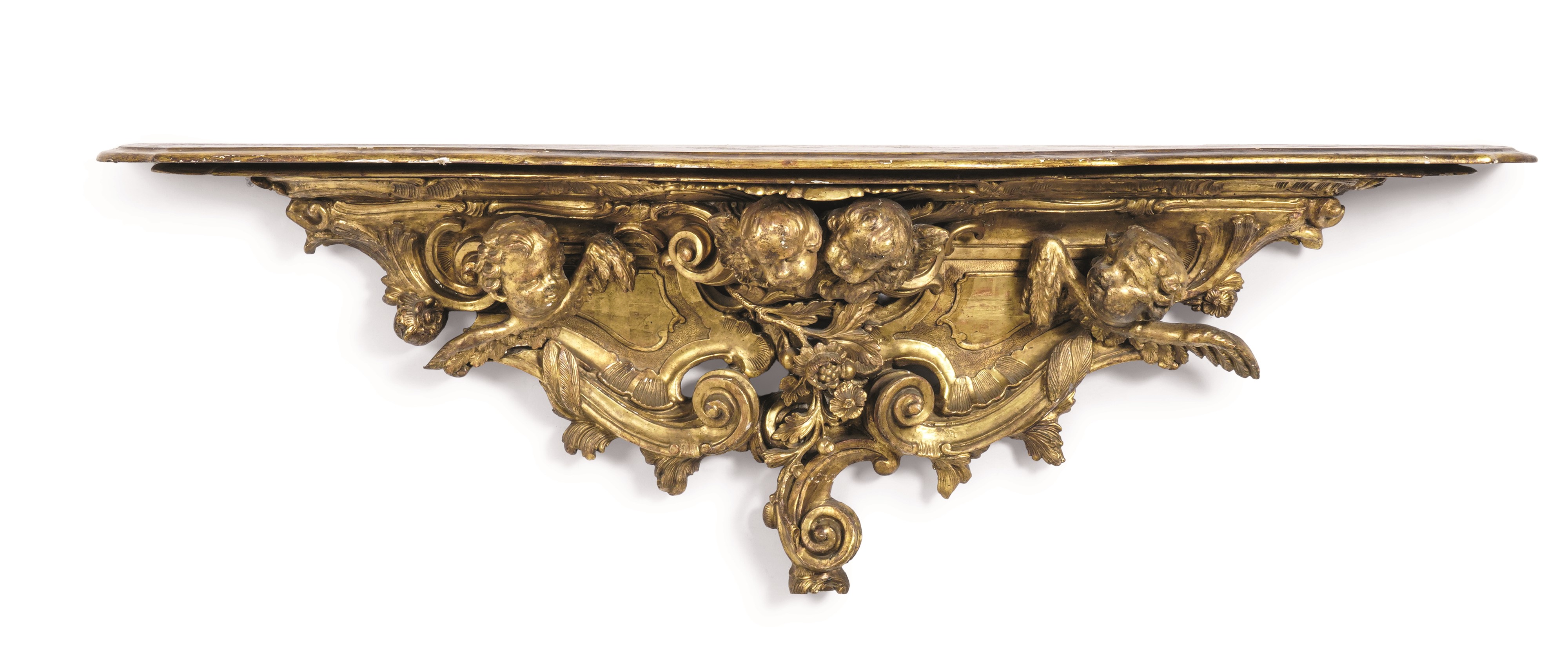 Coppia di Fregi in Legno Scolpito e Dorato. XVII-XVIII Secolo