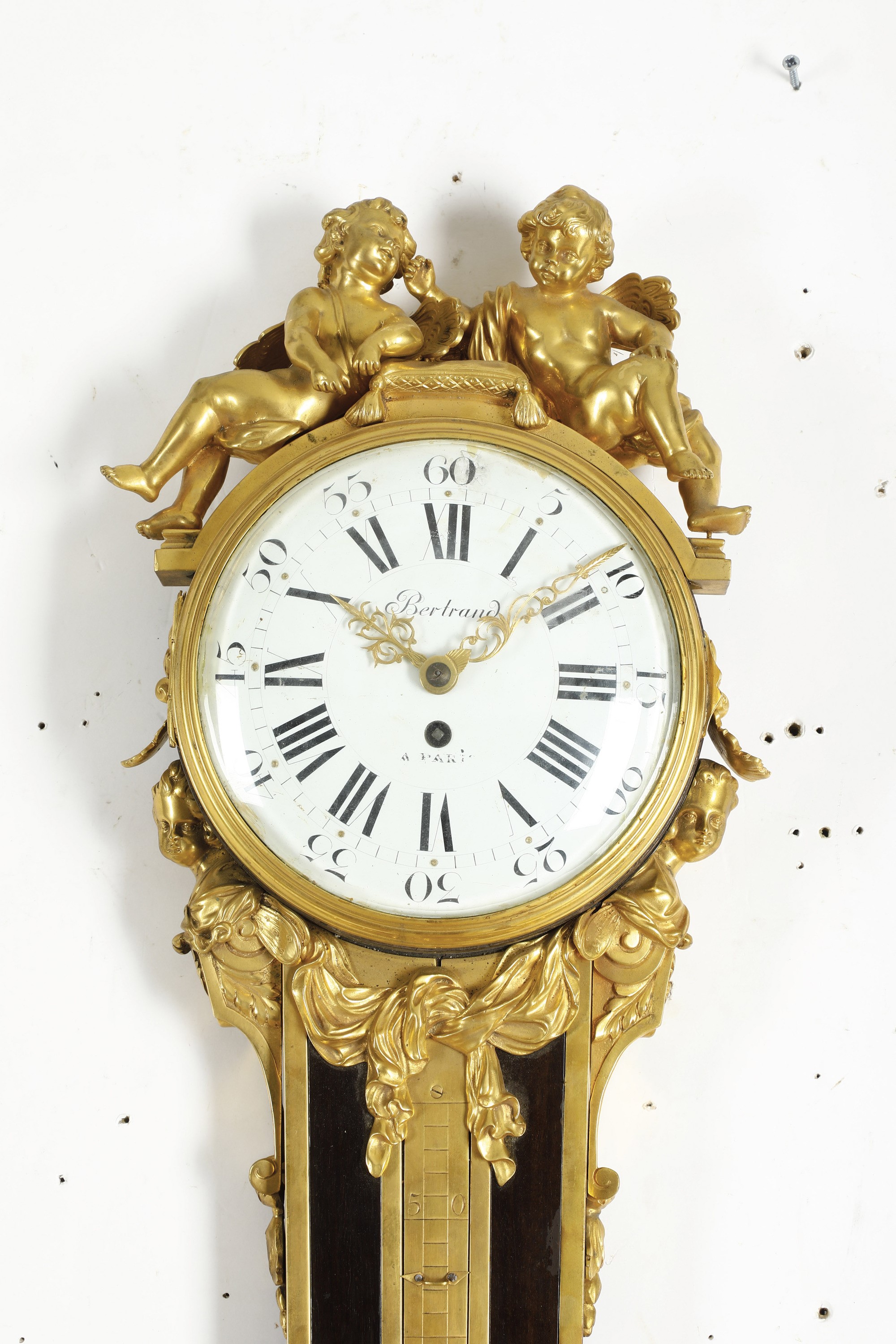 Orologio Termometro da Muro in Bronzo Dorato. Francia, XVIII-XIX Secolo