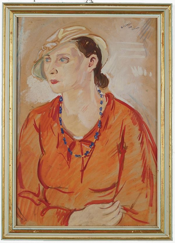 Bernardino Palazzi - Donna con vestito rosso