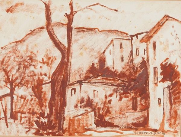 Paesaggio con case e albero, 1940
