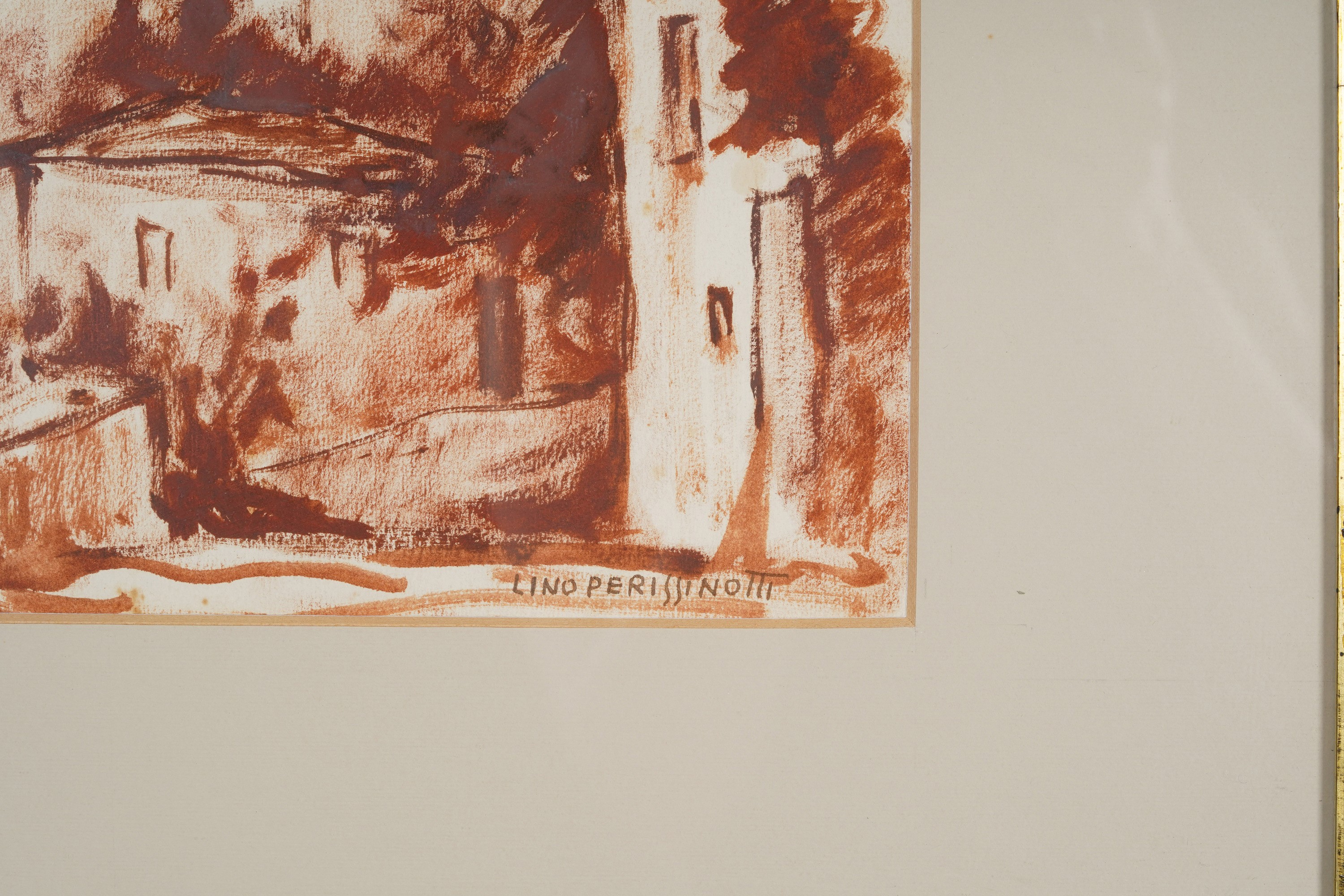 Lino Perissinotti - Paesaggio con Case e Albero, 1940