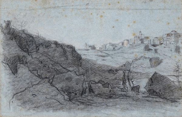 Paesaggio con case sullo sfondo