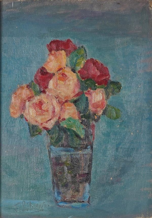 Pittore del XX secolo Vaso con fiori