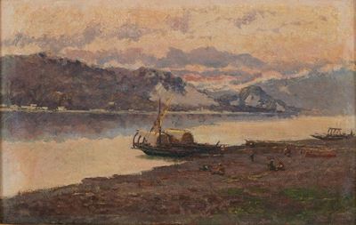Pittore del XIX Secolo Paesaggio Lacustre