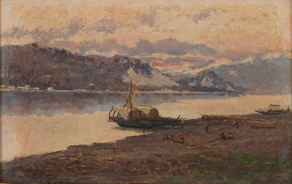 Pittore del XIX secolo Paesaggio lacustre