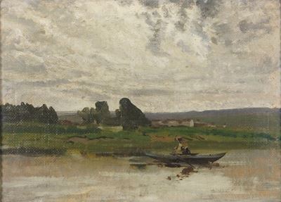 Paesaggio Lacustre con Imbarcazione
