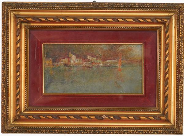 Pittore del XIX secolo Veduta lacustre