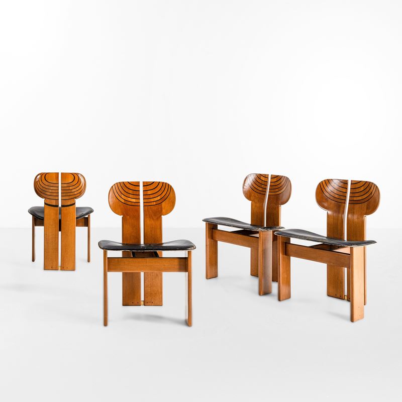 Afra e Tobia Scarpa : Quattro sedie mod. Africa della serie Artona  - Asta Design 200 - Cambi Casa d'Aste