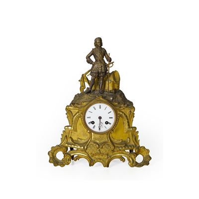 Pendola da Tavolo in Metallo Dorato. Francia XIX-XX Secolo