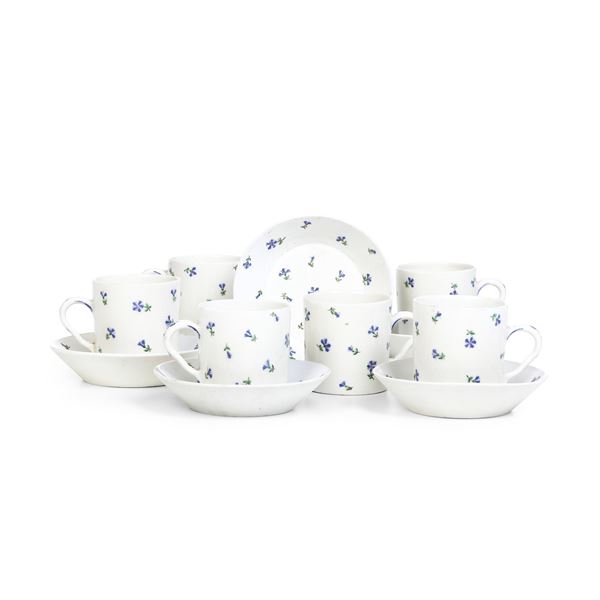 Sei tazze con piattino Torino, Manifattura di Vinovo, periodo Lomello, 1815-1825 