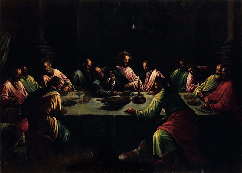 Francesco Giambattista Da Ponte detto Francesco Bassano : Ultima Cena  - olio su tela - Asta Old Masters - Cambi Casa d'Aste