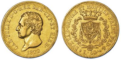 Regno di Sardegna. Carlo Felice di Savoia, 1821-1831. 40 Lire 1822. Torino.