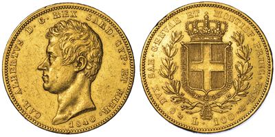 Regno di Sardegna. Carlo Alberto di Savoia, 1831-1849. 100 Lire 1840. Genova.