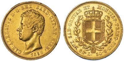 Regno di Sardegna. Carlo Alberto di Savoia, 1831-1849. 50 Lire 1836. Torino.