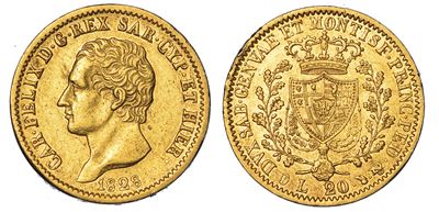 Regno di Sardegna. Carlo Felice di Savoia, 1821-1831. 20 Lire 1828. Torino.