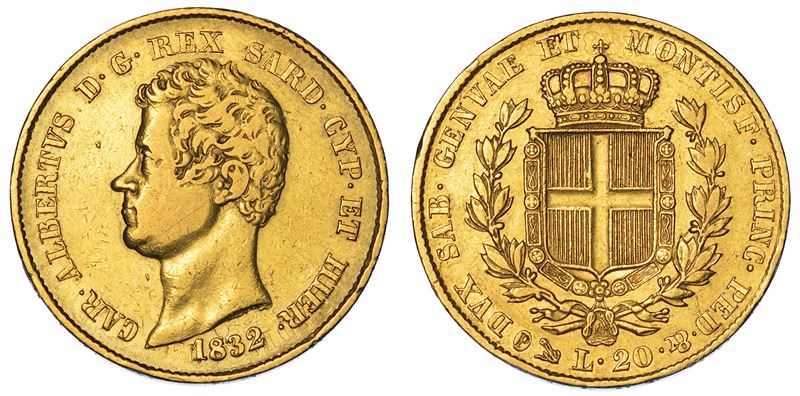 REGNO DI SARDEGNA. CARLO ALBERTO DI SAVOIA, 1831-1849. 20 Lire 1832. Genova.  - Asta Numismatica - Cambi Casa d'Aste
