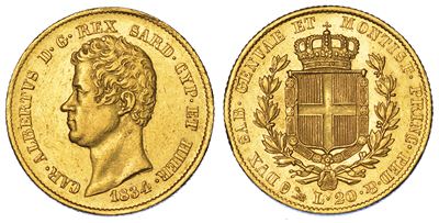 Regno di Sardegna. Carlo Alberto di Savoia, 1831-1849. 20 Lire 1834. Genova.