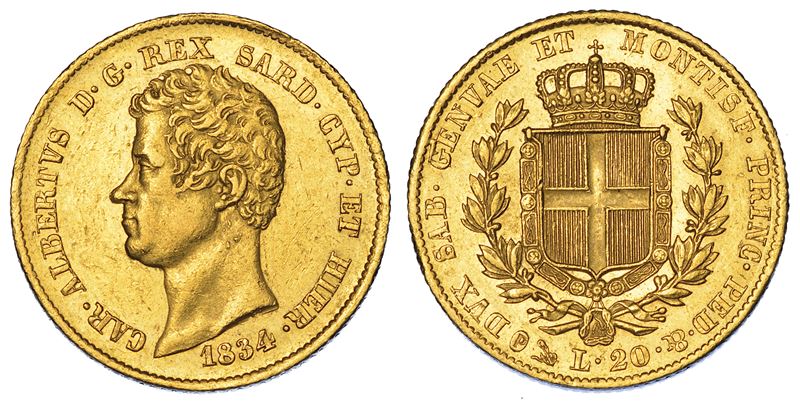 REGNO DI SARDEGNA. CARLO ALBERTO DI SAVOIA, 1831-1849. 20 Lire 1834. Genova.  - Asta Numismatica - Cambi Casa d'Aste