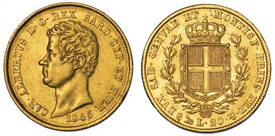 Regno di Sardegna. Carlo Alberto di Savoia, 1831-1849. 20 Lire 1845. Genova.