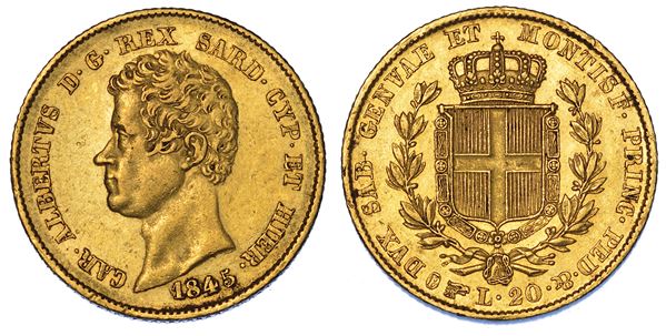 REGNO DI SARDEGNA. CARLO ALBERTO DI SAVOIA, 1831-1849. 20 Lire 1845. Torino.