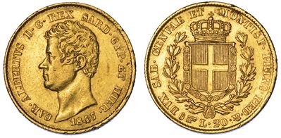 Regno di Sardegna. Carlo Alberto di Savoia, 1831-1849. 20 Lire 1847. Torino.