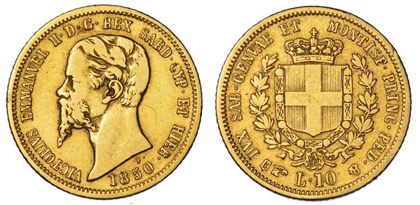 REGNO DI SARDEGNA. VITTORIO EMANUELE II DI SAVOIA, 1849-1861. 10 Lire 1850. Torino.