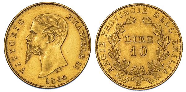 RE ELETTO. VITTORIO EMANUELE II DI SAVOIA, 1859-1861. 10 Lire 1860. Bologna.