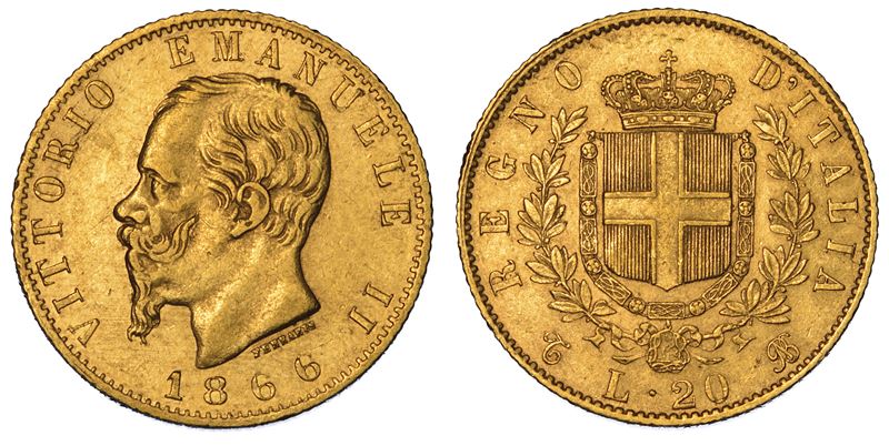 REGNO D’ITALIA. VITTORIO EMANUELE II DI SAVOIA, 1861-1878. 20 Lire 1866. Torino.  - Asta Numismatica - Cambi Casa d'Aste