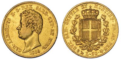 Regno di Sardegna. Carlo Alberto di Savoia, 1831-1849. 20 Lire 1835. Genova.