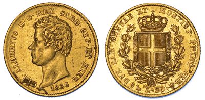 Regno di Sardegna. Carlo Alberto di Savoia, 1831-1849. 20 Lire 1836. Genova.