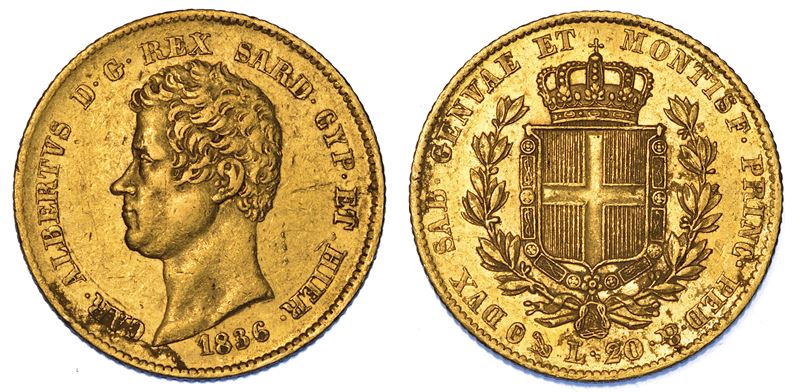 REGNO DI SARDEGNA. CARLO ALBERTO DI SAVOIA, 1831-1849. 20 Lire 1836. Genova.  - Asta Numismatica - Cambi Casa d'Aste