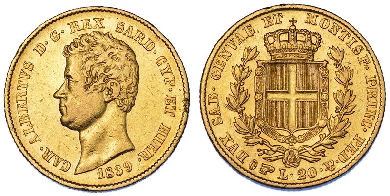 REGNO DI SARDEGNA. CARLO ALBERTO DI SAVOIA, 1831-1849. 20 Lire 1839. Torino.  - Asta Numismatica - Cambi Casa d'Aste