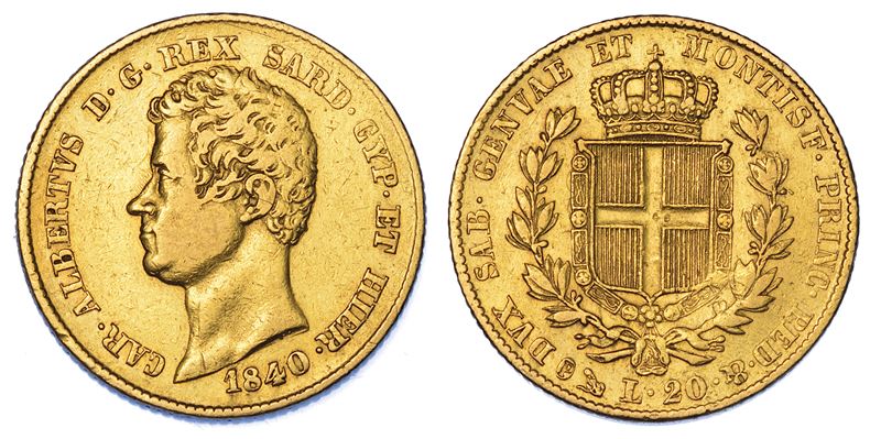 REGNO DI SARDEGNA. CARLO ALBERTO DI SAVOIA, 1831-1849. 20 Lire 1840. Genova.  - Auction Numismatics - Cambi Casa d'Aste