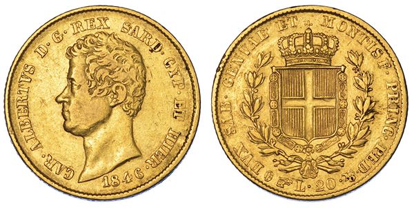 REGNO DI SARDEGNA. CARLO ALBERTO DI SAVOIA, 1831-1849. 20 Lire 1846. Torino.