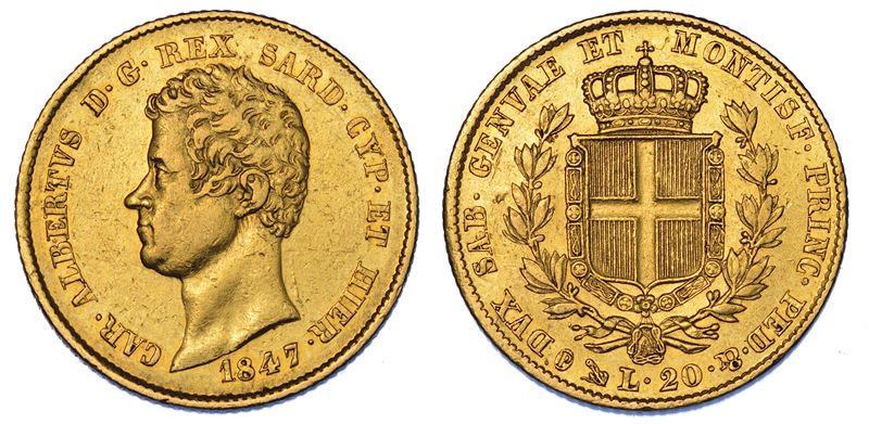 REGNO DI SARDEGNA. CARLO ALBERTO DI SAVOIA, 1831-1849. 20 Lire 1847. Genova.  - Auction Numismatics - Cambi Casa d'Aste