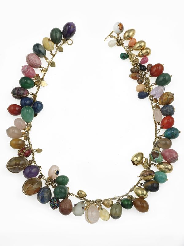 Hardstone and gold necklace
