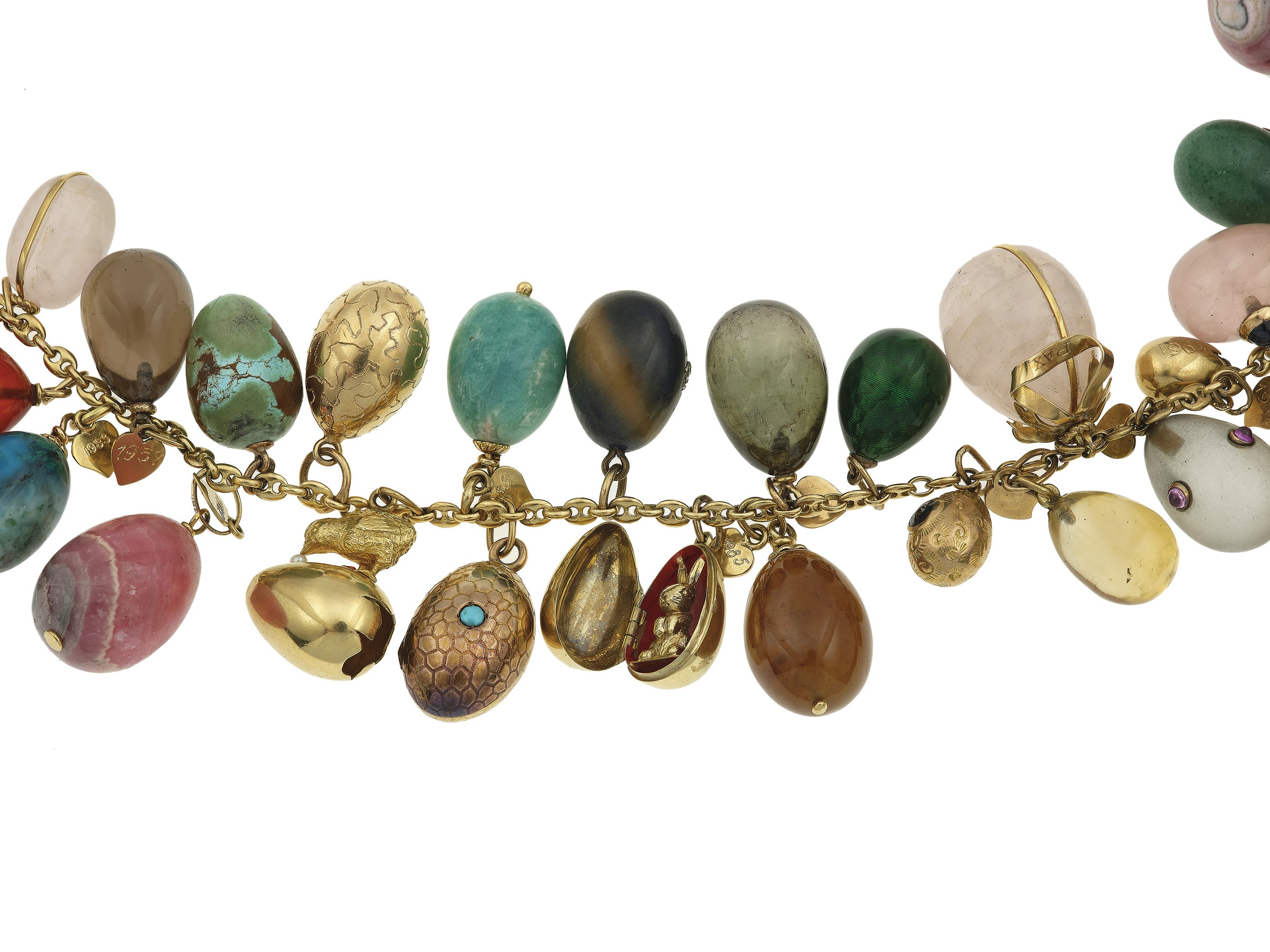 Girocollo con charms in pietra dura, montatura in oro giallo 750/1000
