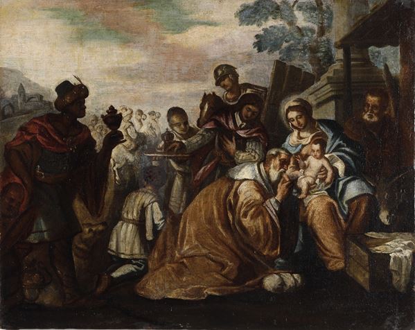 Scuola veneta del XVII secolo Adorazione dei Magi