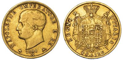 Milano. Napoleone I, 1805-1814. 40 Lire 1808.