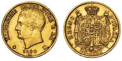 Milano. Napoleone I, 1805-1814. 20 Lire 1809.