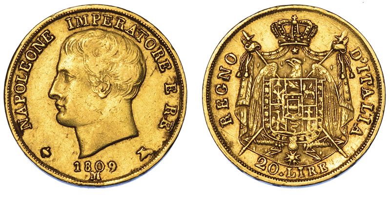MILANO. NAPOLEONE I, 1805-1814. 20 Lire 1809.  - Auction Numismatics - Cambi Casa d'Aste