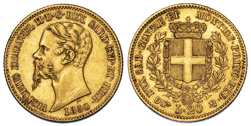 REGNO DI SARDEGNA. VITTORIO EMANUELE II DI SAVOIA, 1849-1861. 20 Lire 1850. Torino.  - Auction Numismatics - Cambi Casa d'Aste