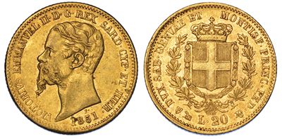 Regno di Sardegna. Vittorio Emanuele II di Savoia, 1849-1861. 20 Lire 1851. Genova.