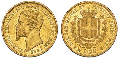 Regno di Sardegna. Vittorio Emanuele II di Savoia, 1849-1861. 20 Lire 1852. Genova.